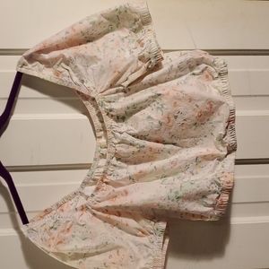 Pink and green flower peasant top